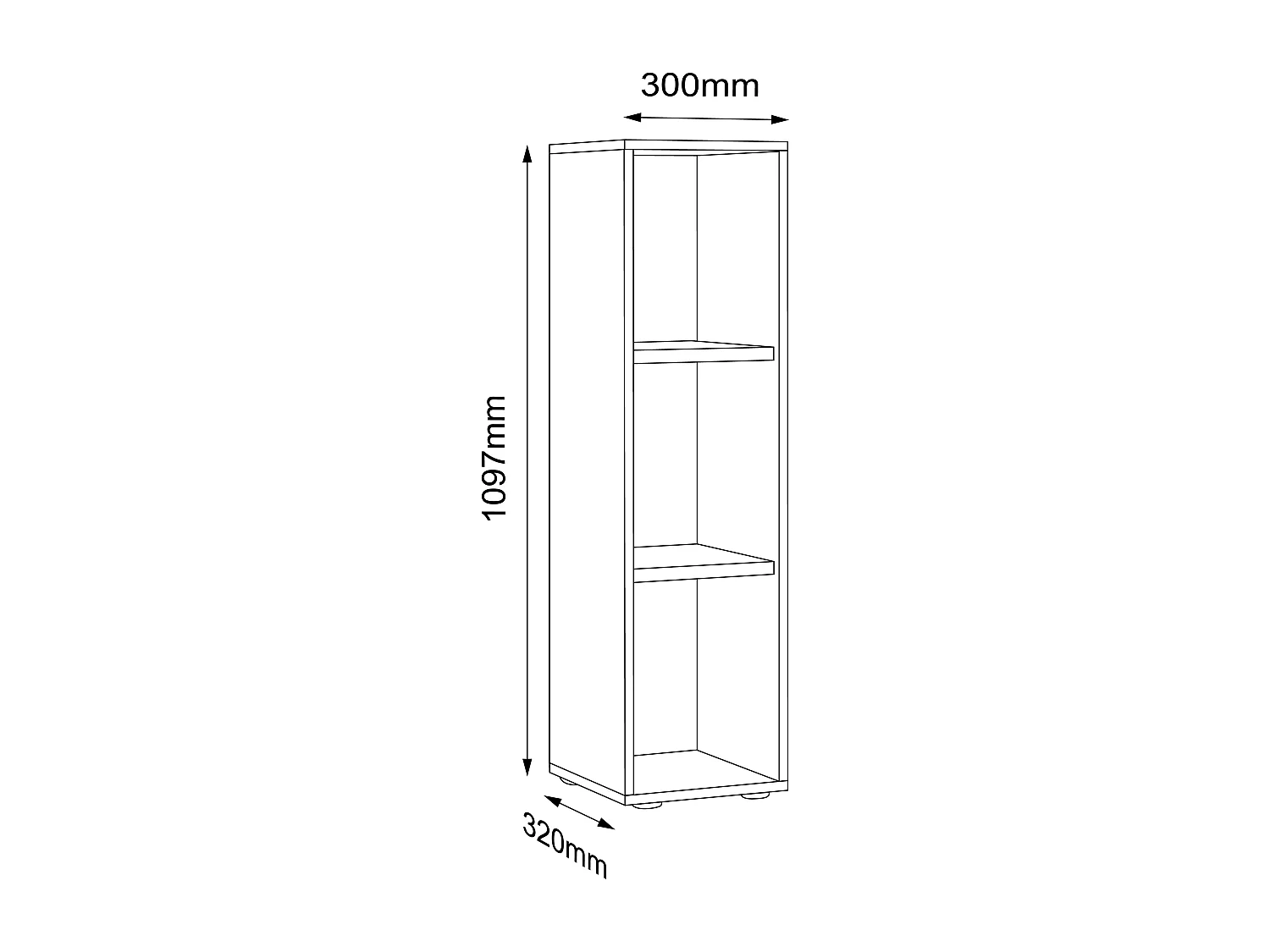 Office Shelf & Bookcase Salia Anthracite H. 110 x W. 30 x D. 32 cm