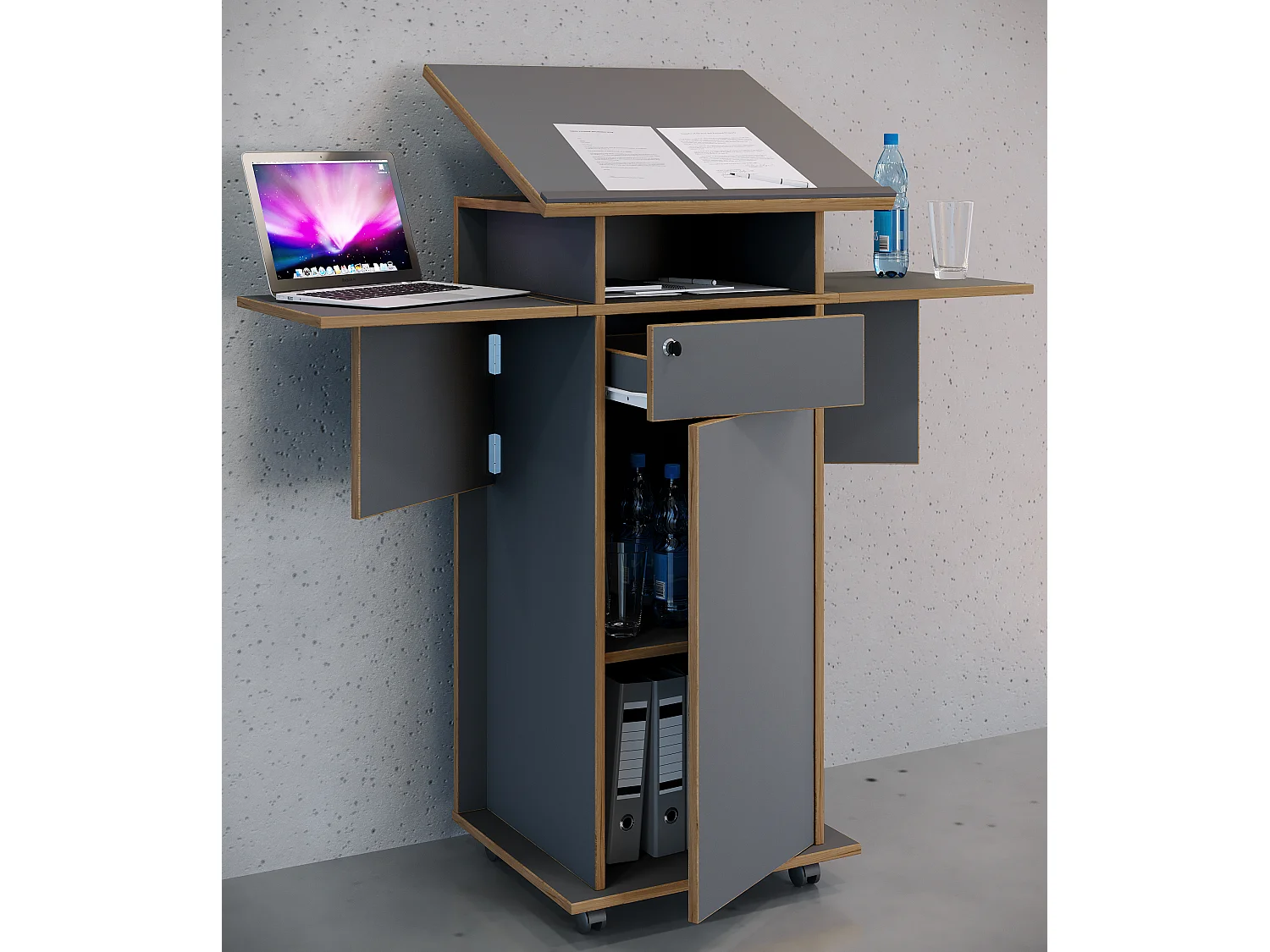 Holz Stehpult Rednerpult Stehtisch Rollen Salia T