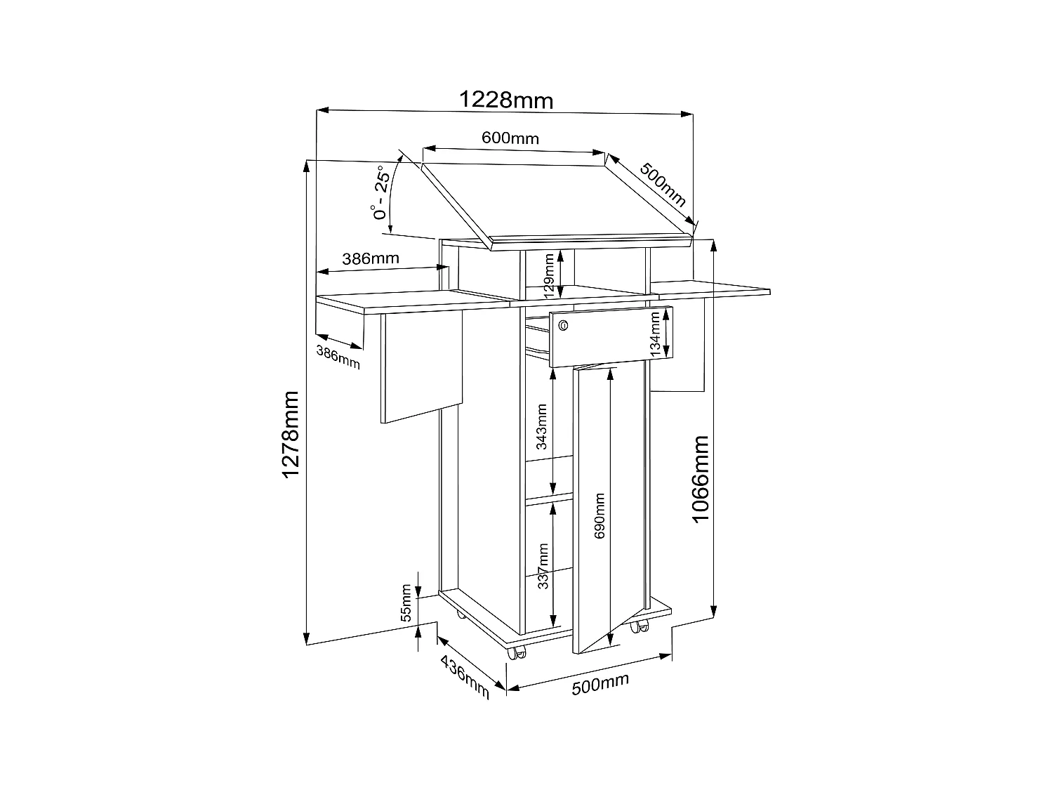 Holz Stehpult Rednerpult Stehtisch Rollen Salia T