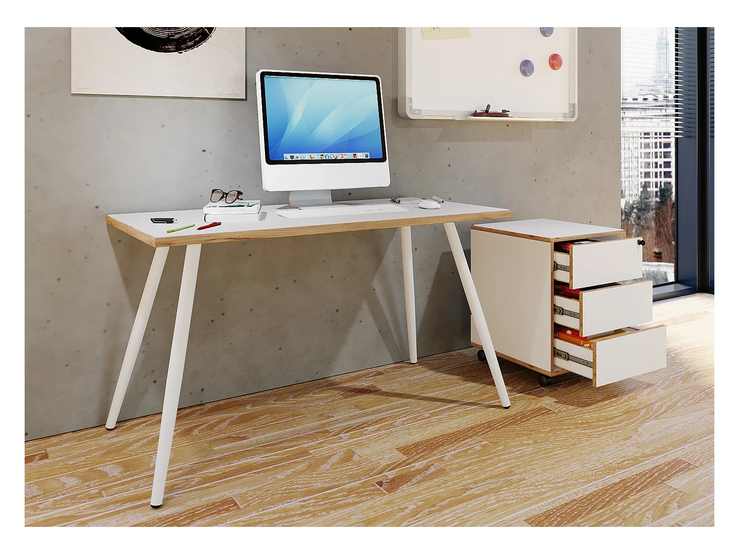 Drewniany stół biurowy Salia 138x80