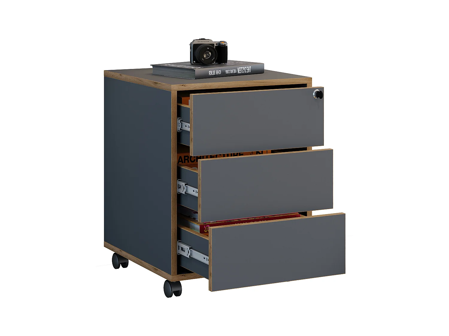 Roll Container Salia Anthracite H. 50 x W. 42 x D. 45 cm