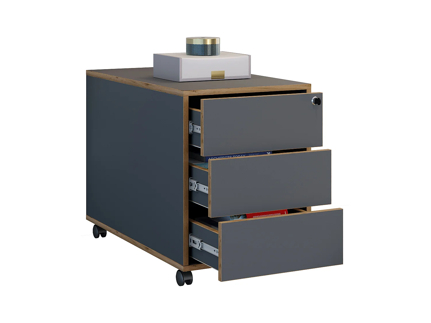 Roll Container Salia Anthracite H. 50 x W. 42 x D. 70 cm