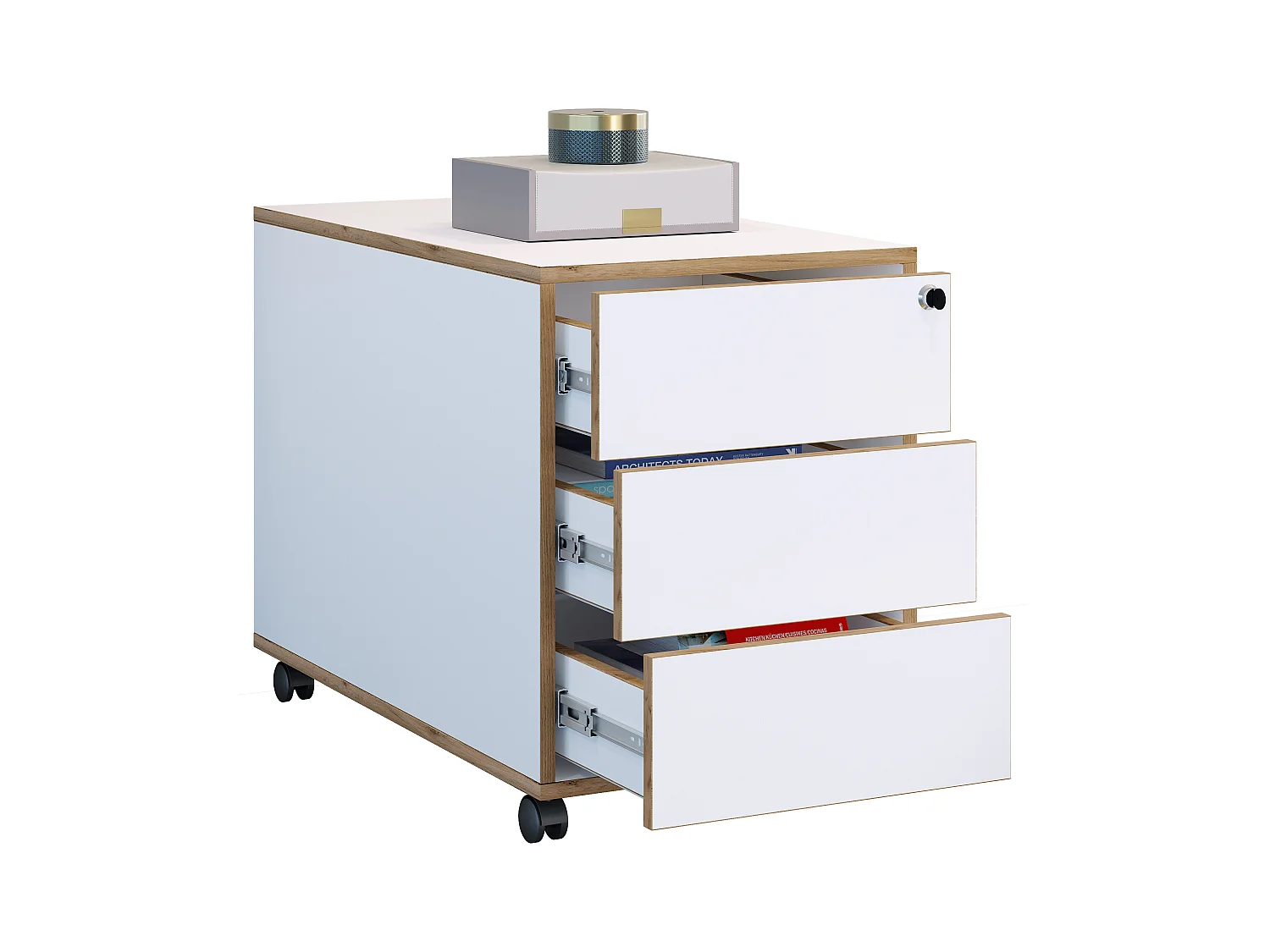 Holz Rollcontainer Bürocontainer Salia 3 Schublade