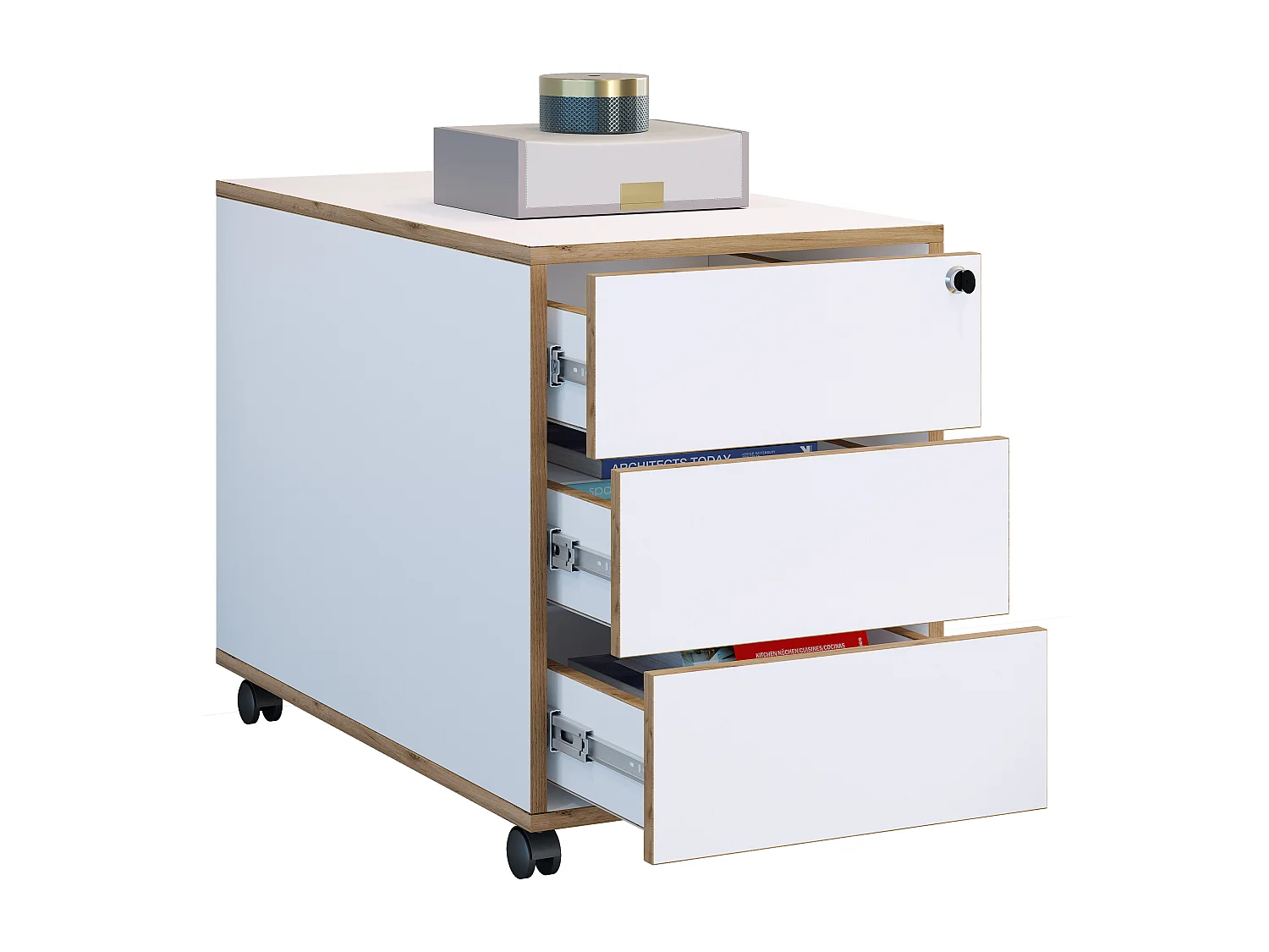 Roll Container Salia White H. 50 x W. 42 x D. 70 cm