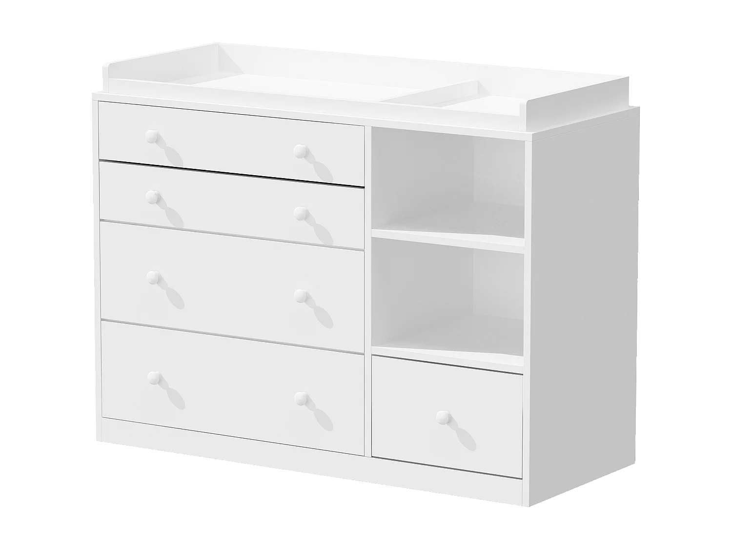 Commode à Langer chambre bébé avec 5 tiroirs et compartiment 120x50x91.5cm Blanche