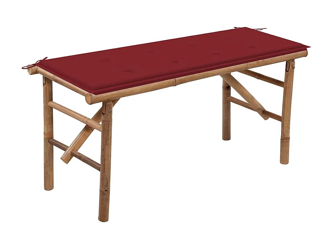 Panca da Giardino Pieghevole con Cuscino 118 cm in Bambù