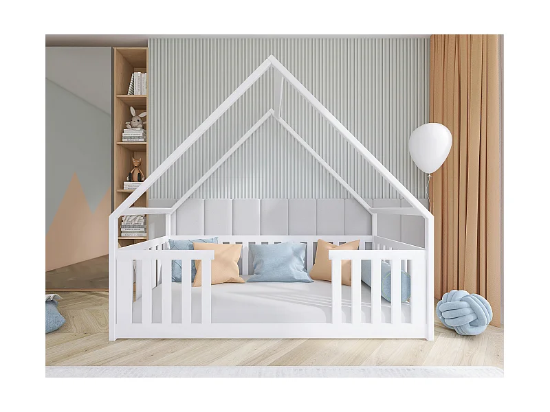 Lit Vista 114, Unique, Blanc, 80x180, Bois, Sommier à lattes, 86x188x174cm