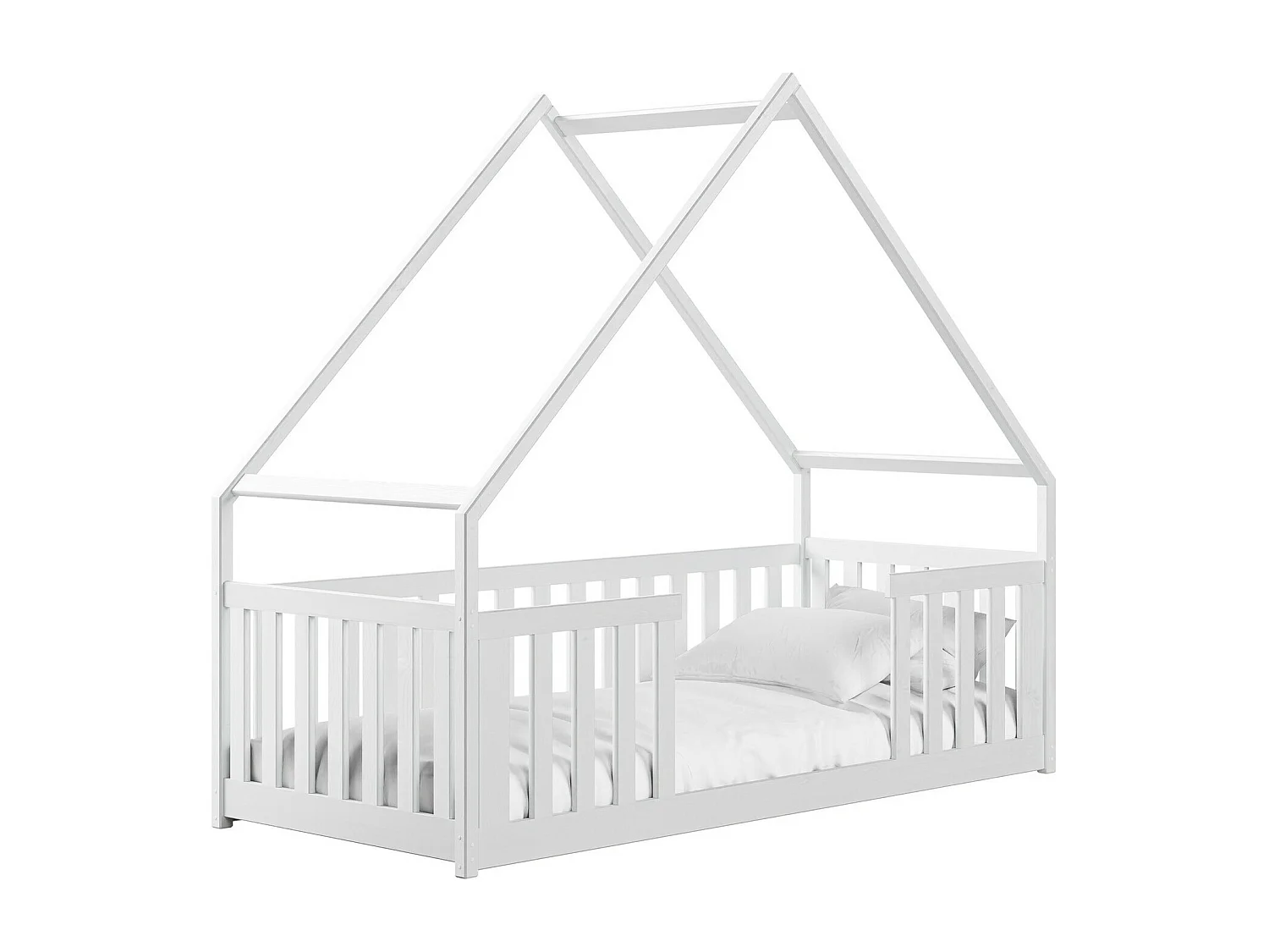 Lit Vista 114, Unique, Blanc, 80x180, Bois, Sommier à lattes, 86x188x174cm