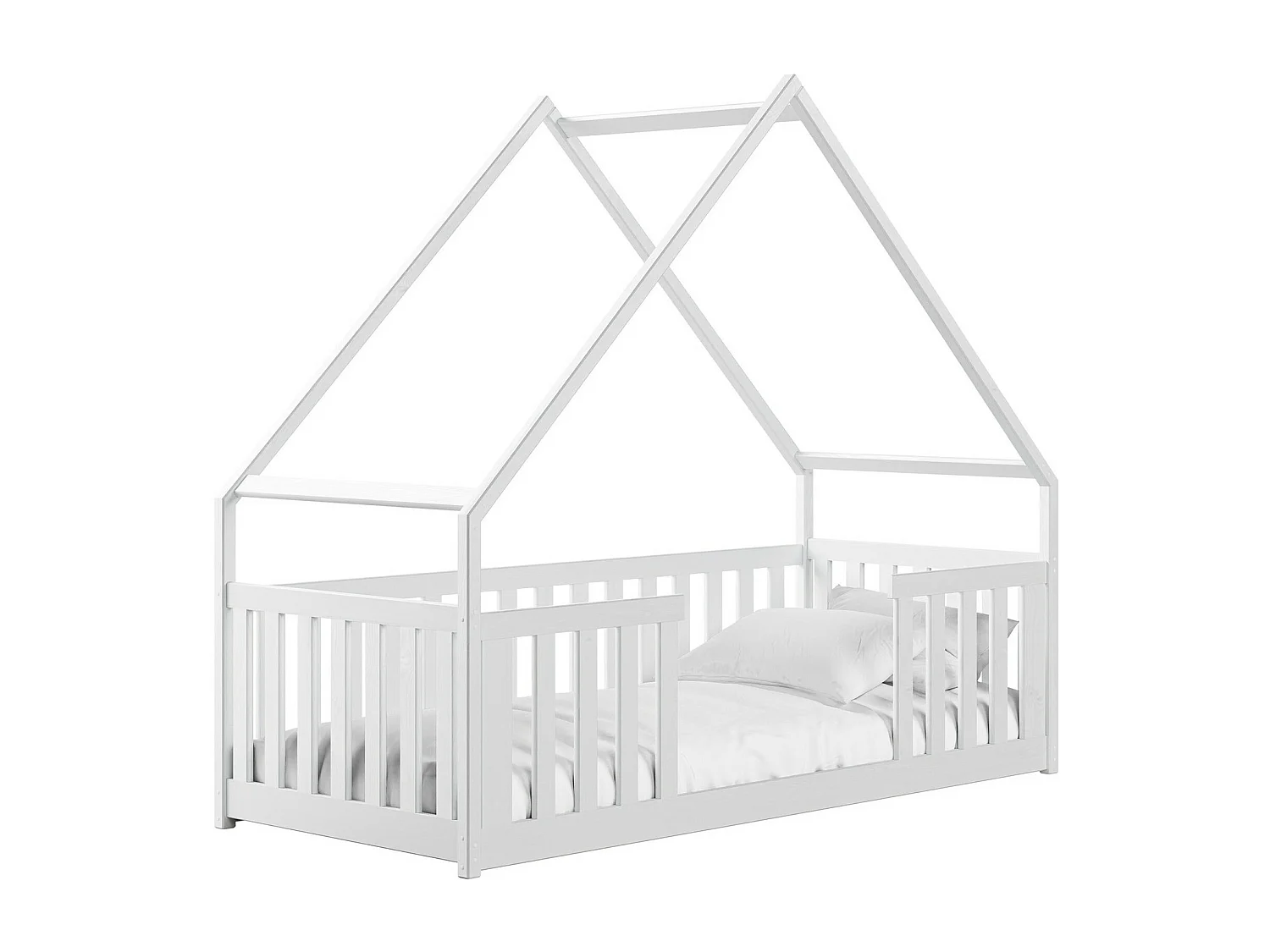 Lit Vista 114, Unique, Blanc, 80x200, Bois, Sommier à lattes, 86x208x184cm