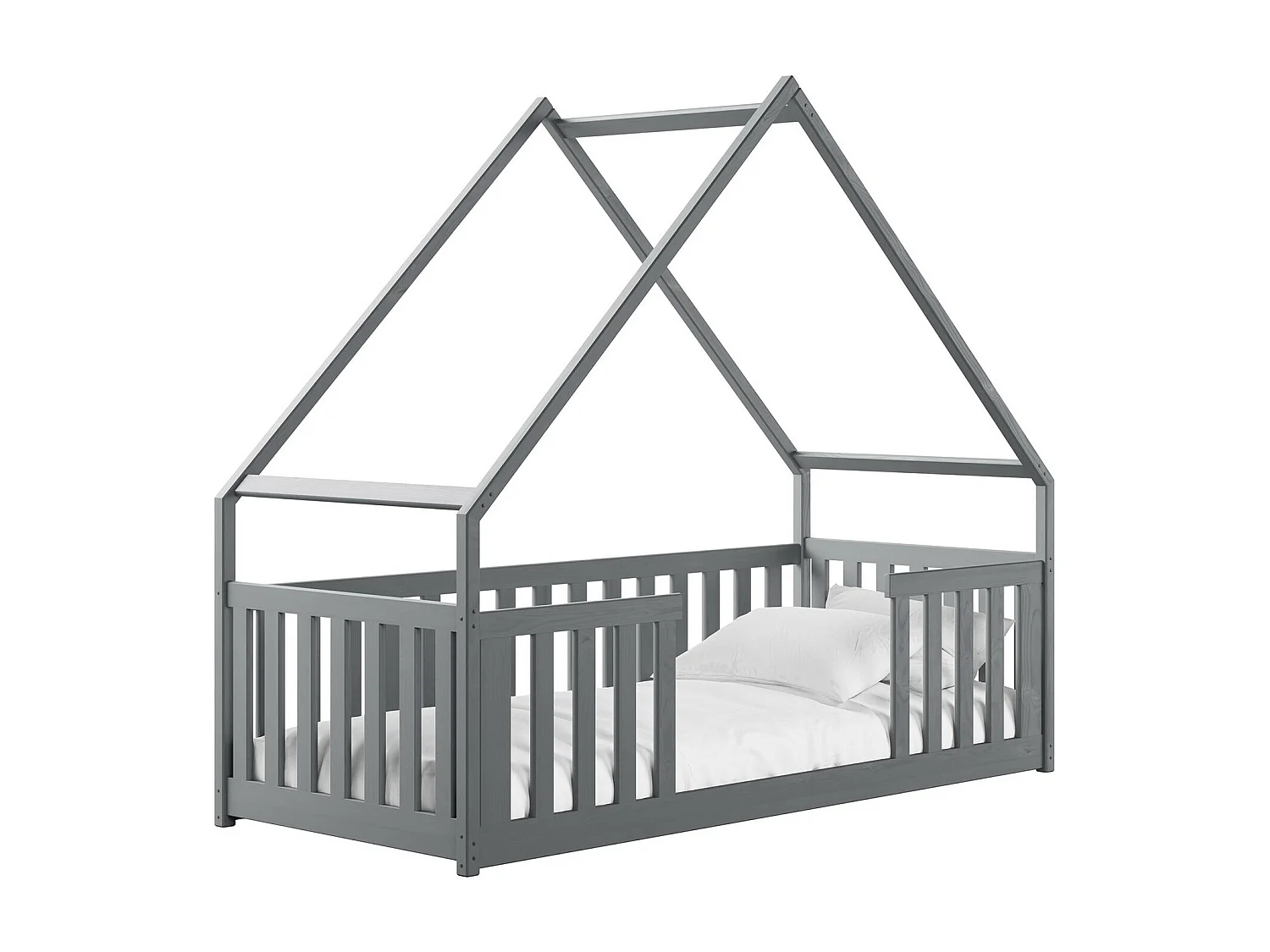 Lit Vista 114, Unique, Gris, 80x200, Bois, Disponible, 86x208x184cm