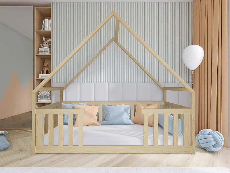 Lit Vista 114, Unique, Brun clair, 90x200, Bois, Sommier à lattes, 96x208x184cm