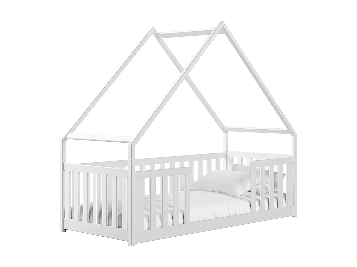 Lit Vista 114, Unique, Blanc, 90x200, Bois, Sommier à lattes, 96x208x184cm