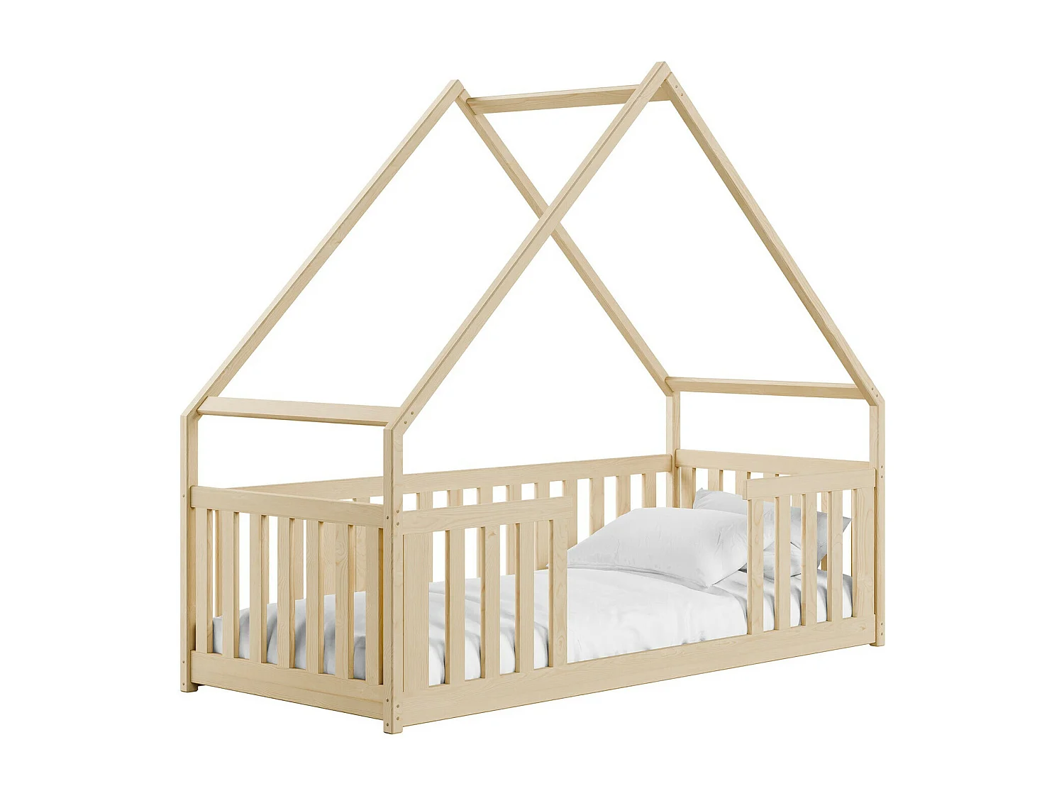 Lit Vista 114, Unique, Brun clair, 80x200, Bois, Sommier à lattes, 86x208x184cm