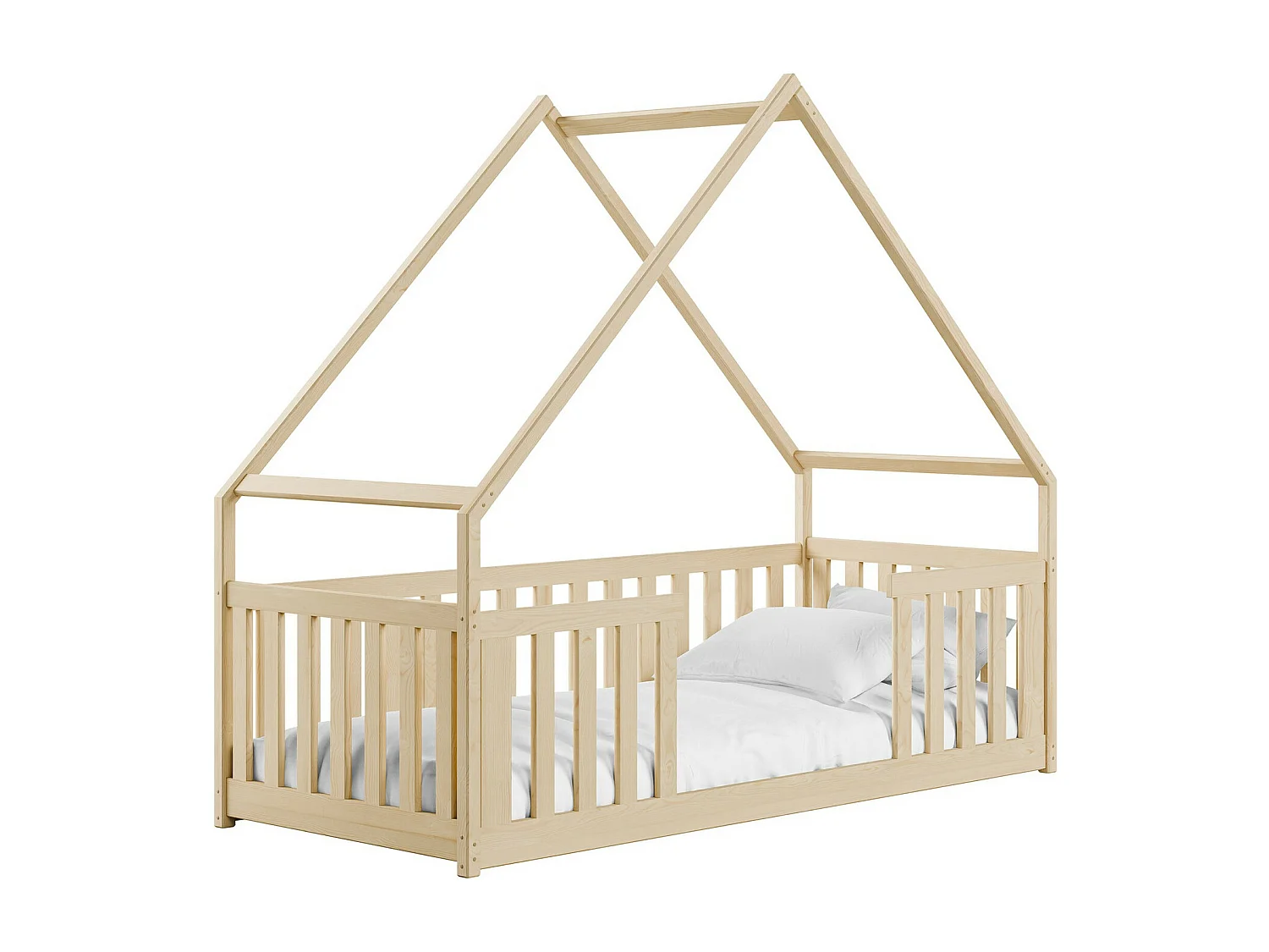 Lit Vista 114, Unique, Brun clair, 80x180, Bois, Sommier à lattes, 86x188x174cm