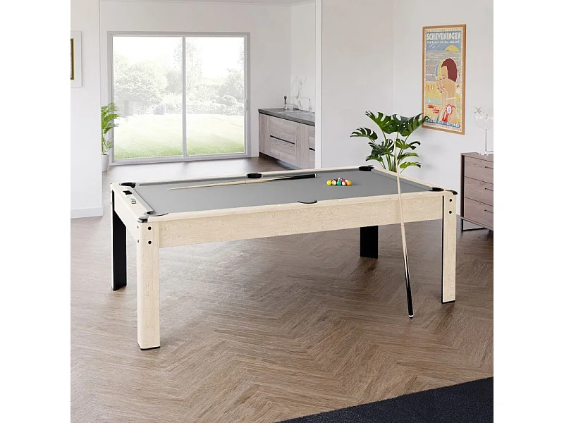 Billard convertible couleur bois Chêne 226 x 126cm - Ambiance