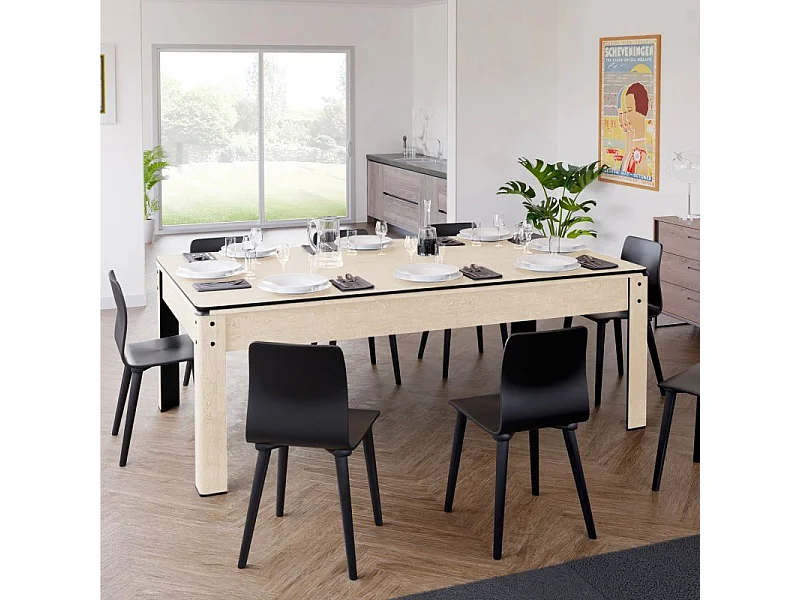 Billard convertible couleur bois Chêne 226 x 126cm - Ambiance