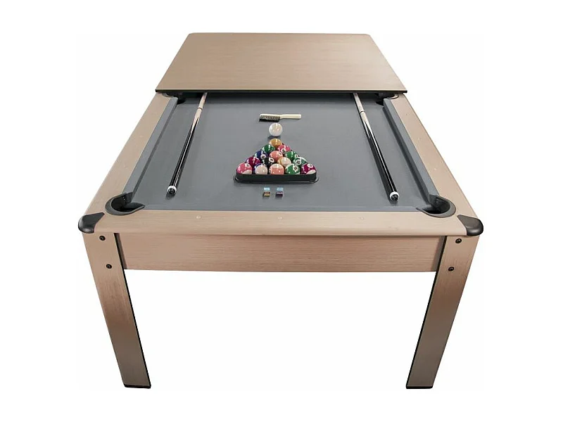 Billard convertible couleur bois Chêne 226 x 126cm - Ambiance
