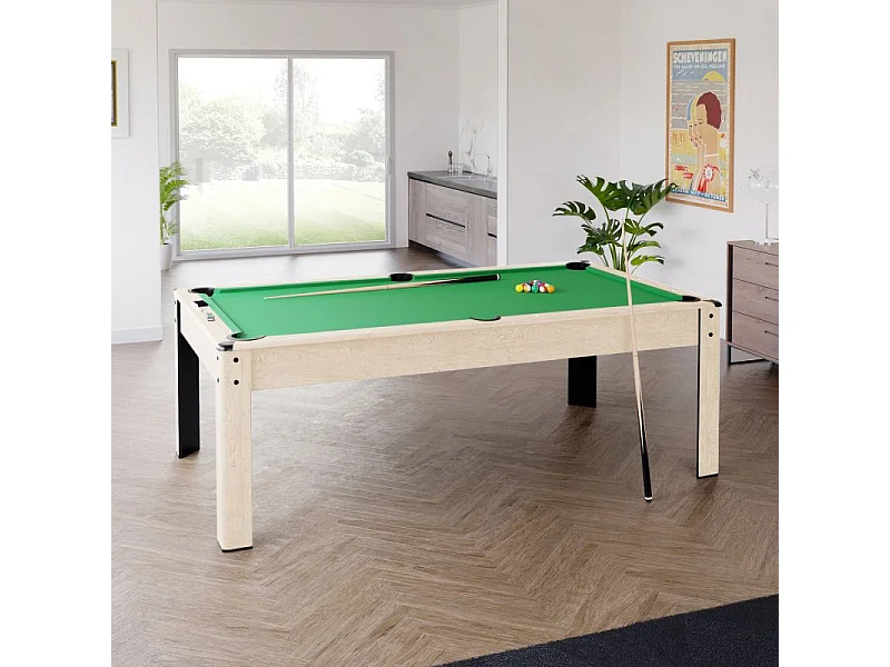 Billard convertible couleur bois Chêne 226 x 126cm - Ambiance