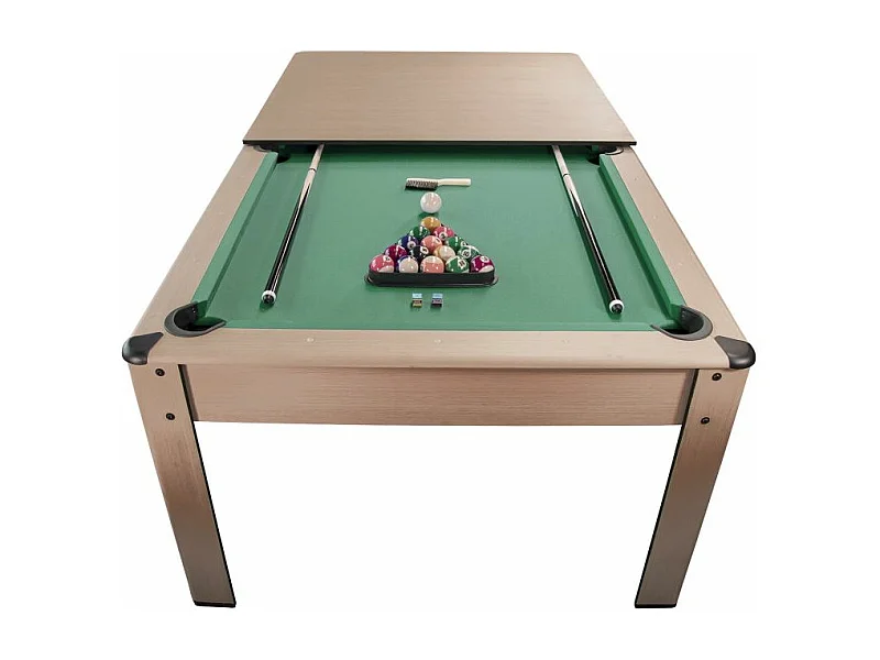 Billard convertible couleur bois Chêne 226 x 126cm - Ambiance