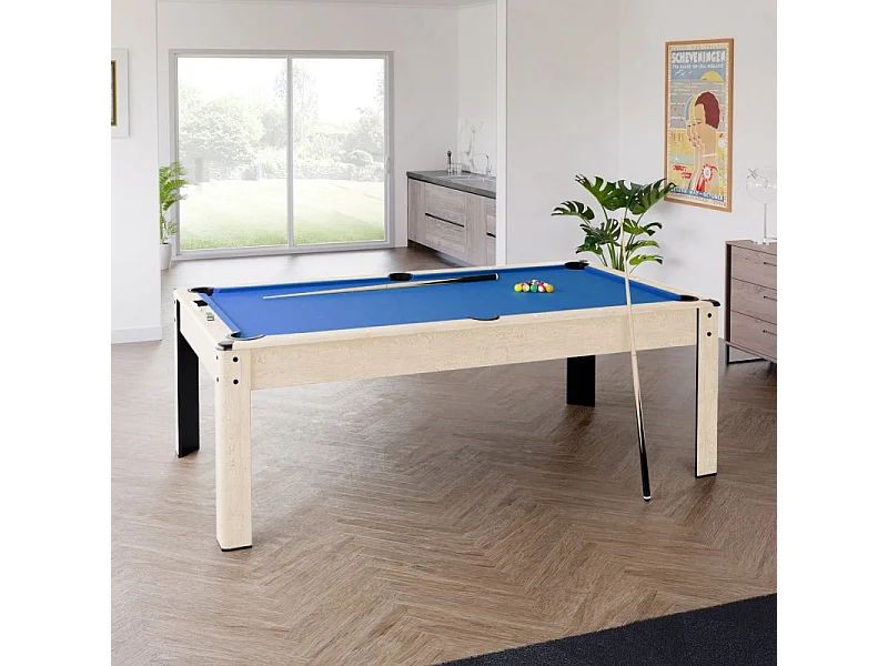 Billard convertible couleur bois Chêne 226 x 126cm - Ambiance