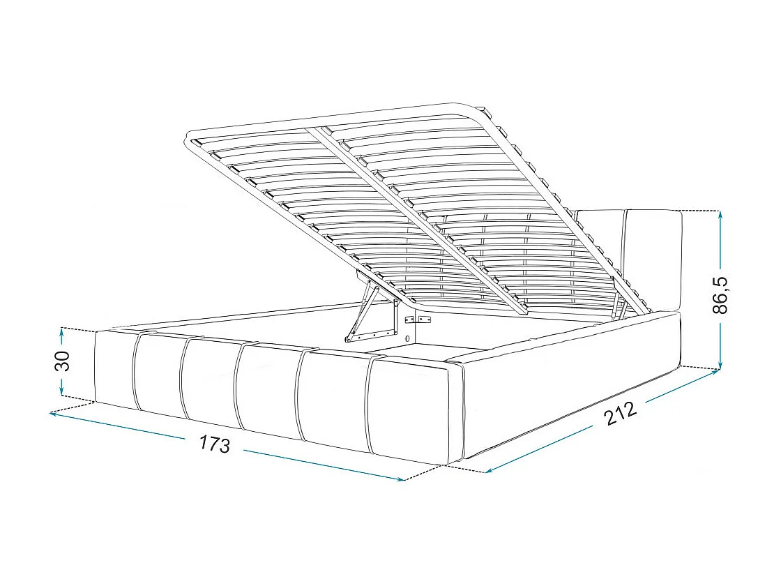 Lit coffre ATLANTA 160 x 200 cm avec sommier à lattes relevable Gris Foncé