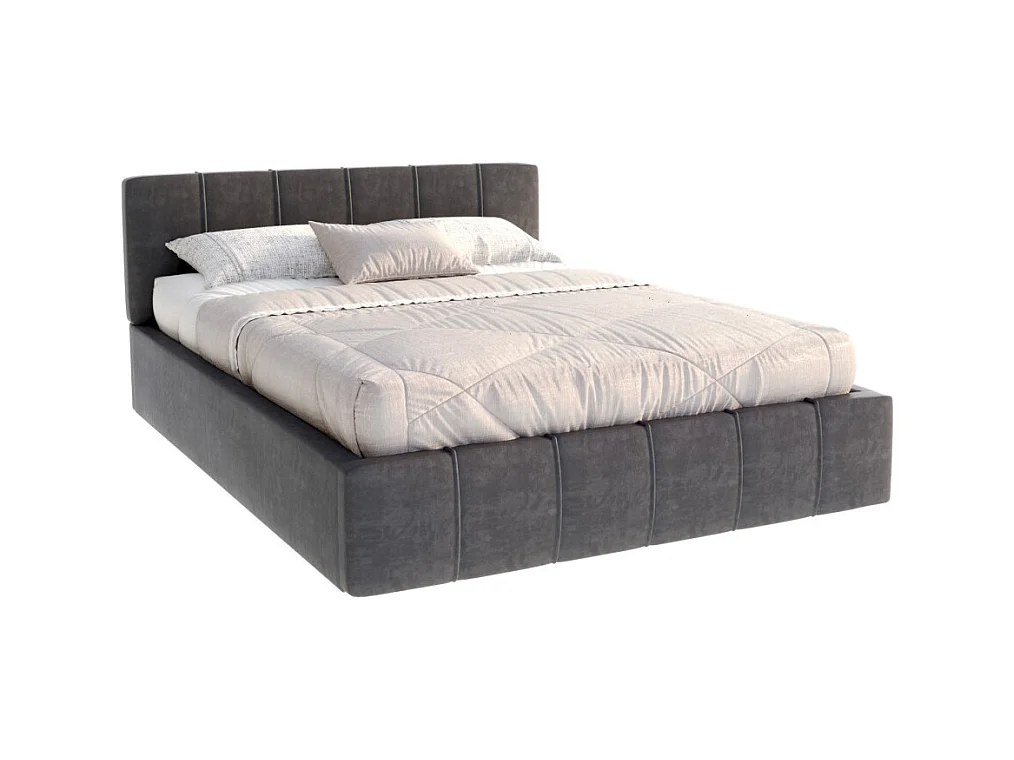 Lit coffre ATLANTA 160 x 200 cm avec sommier à lattes relevable Gris Foncé