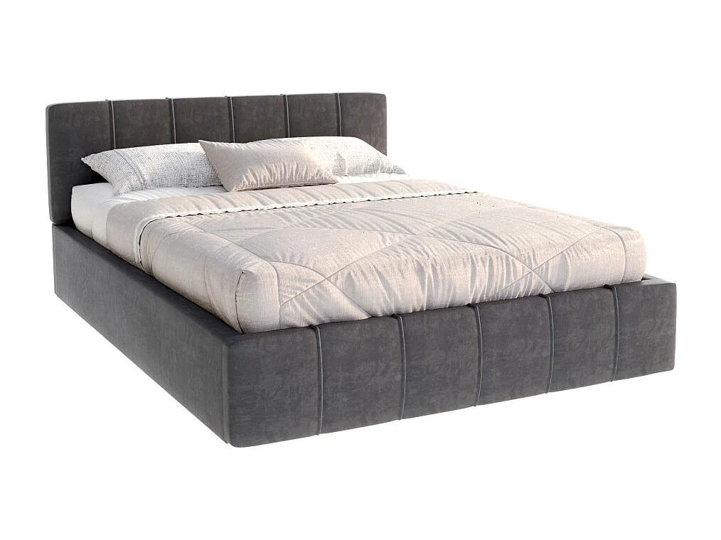 Lit coffre ATLANTA 120 x 200 cm avec sommier à lattes relevable Gris Foncé