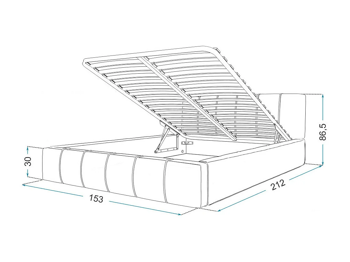 Lit coffre ATLANTA 140 x 200 cm avec sommier à lattes relevable Gris Foncé