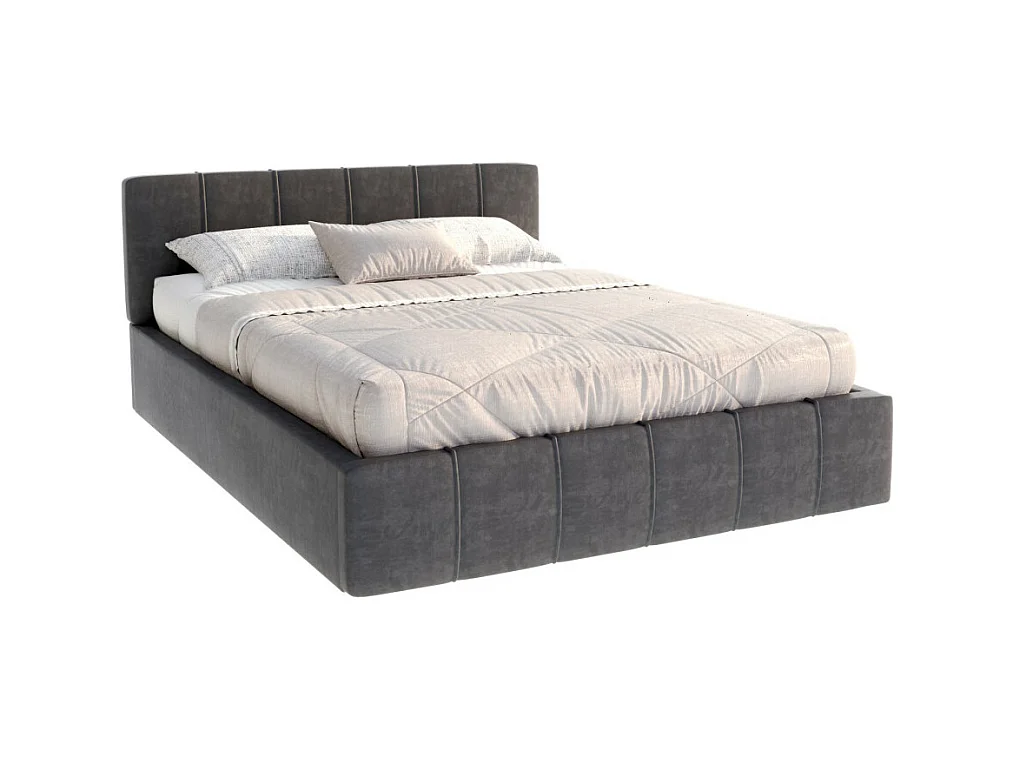 Lit coffre ATLANTA 140 x 200 cm avec sommier à lattes relevable Gris Foncé