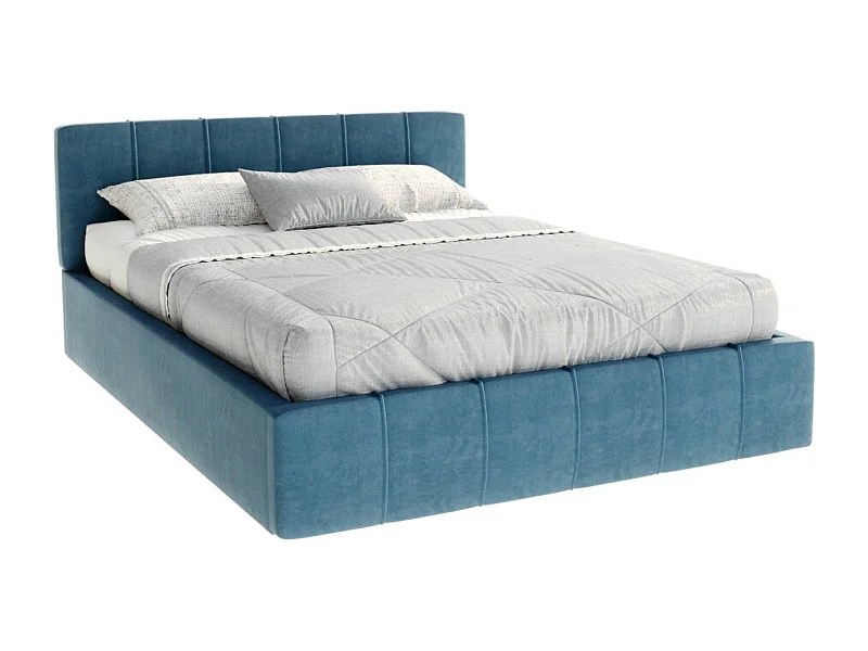 Lit coffre ATLANTA 120 x 200 cm avec sommier à lattes relevable Azur