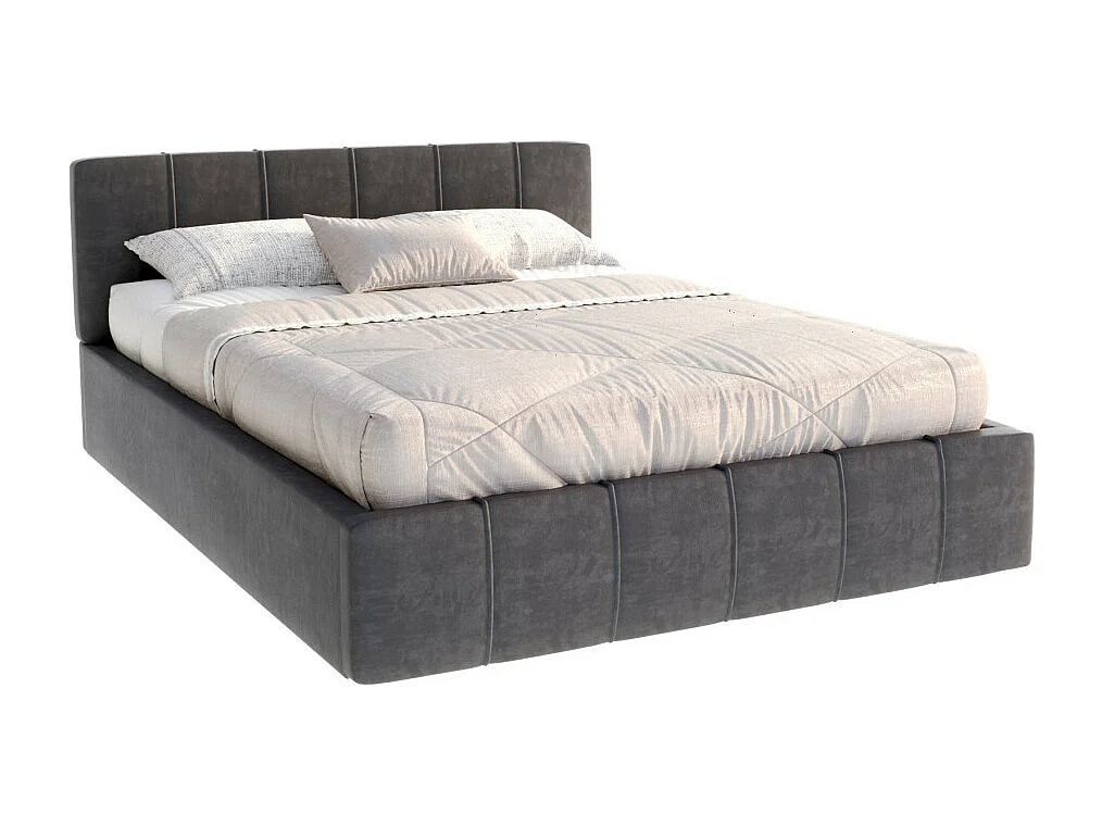 Lit coffre ATLANTA 140 x 190 cm avec sommier à lattes relevable Gris Foncé