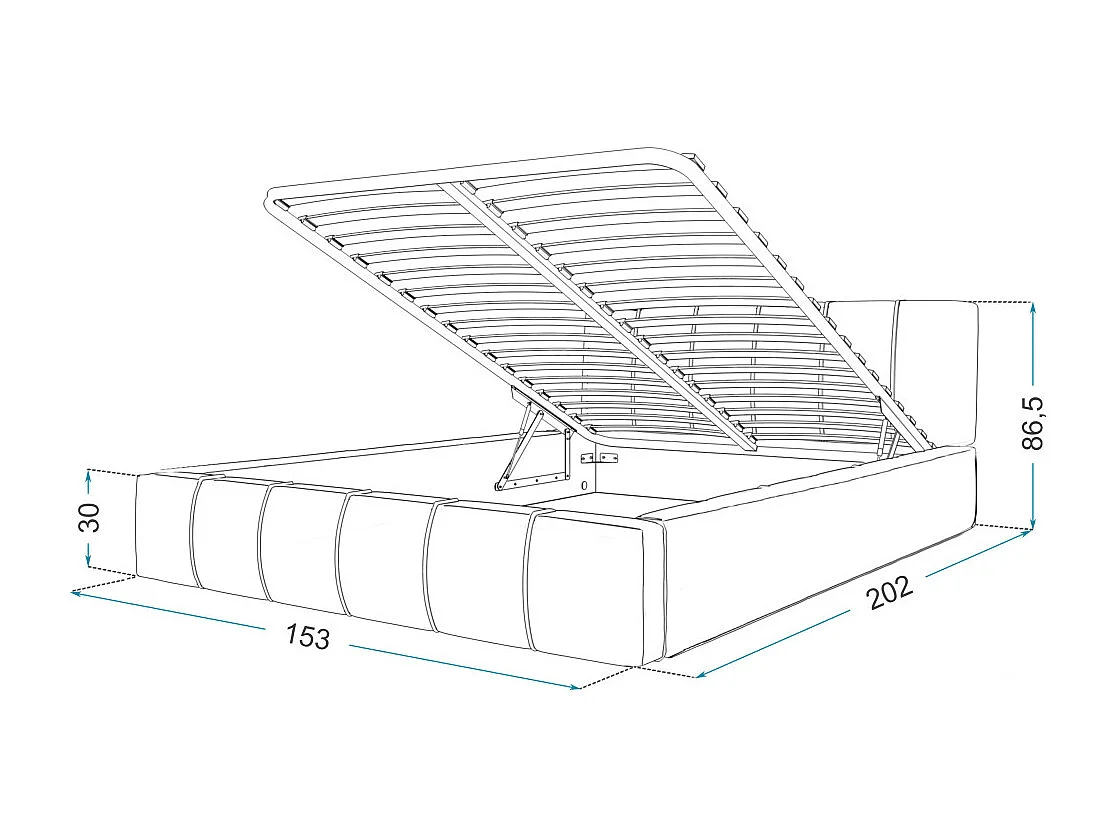 Lit coffre ATLANTA 140 x 190 cm avec sommier à lattes relevable Gris Foncé