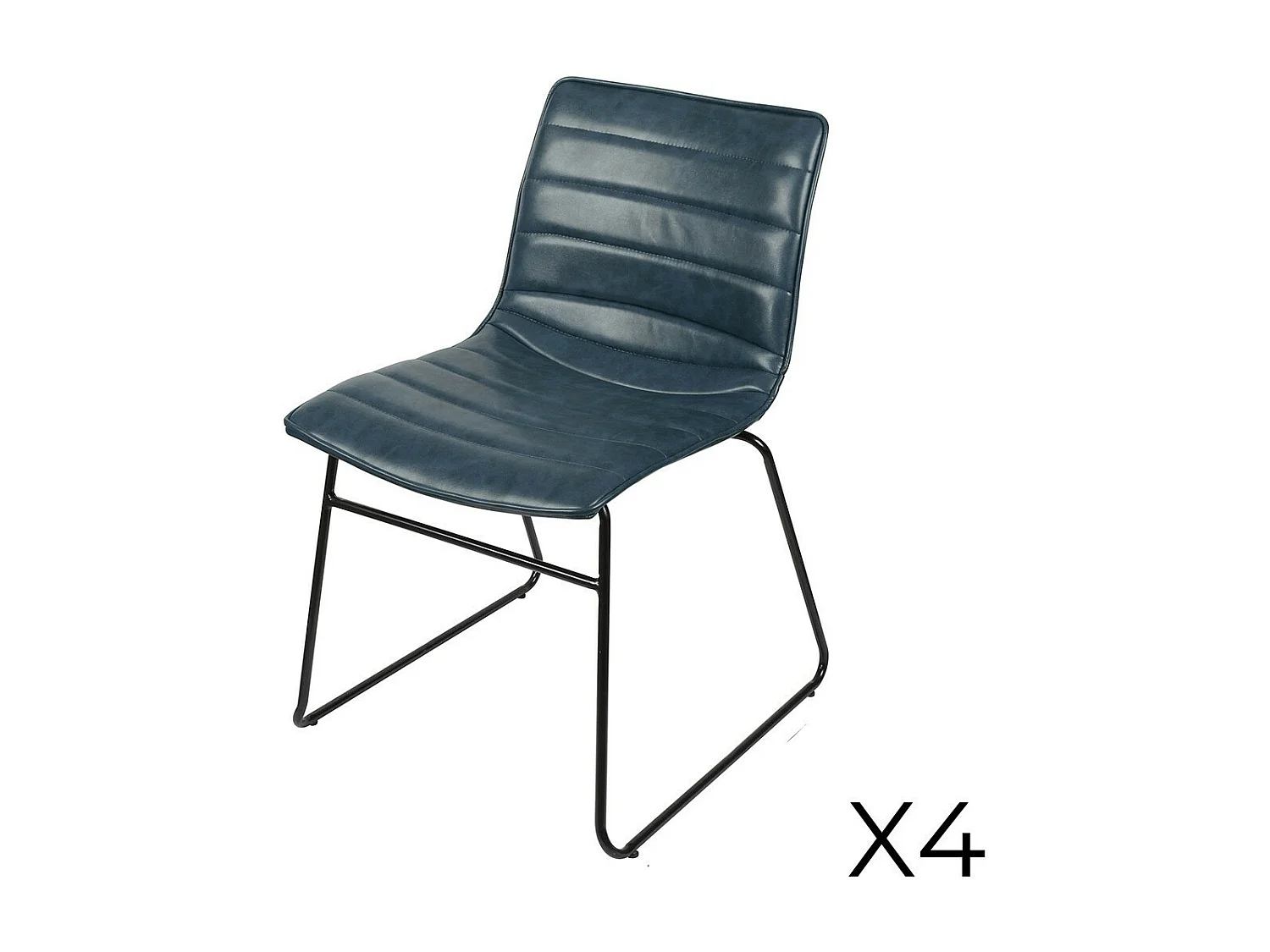 Set van 4 stoelen in PU leer effect denim blauw uit de NETS collectie in industriële stijl