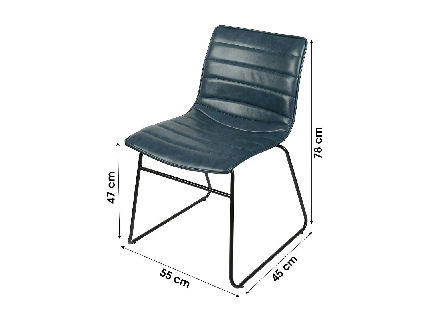 Set van 4 stoelen in PU leer effect denim blauw uit de NETS collectie in industriële stijl