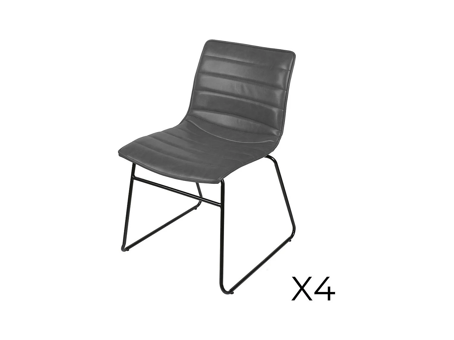 Lot de 4 chaises PU effet gris quartz collection NETS style industriel