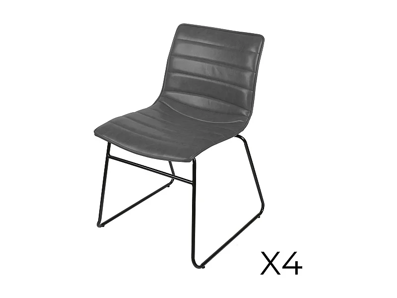 Lot de 4 chaises PU effet gris quartz collection NETS style industriel