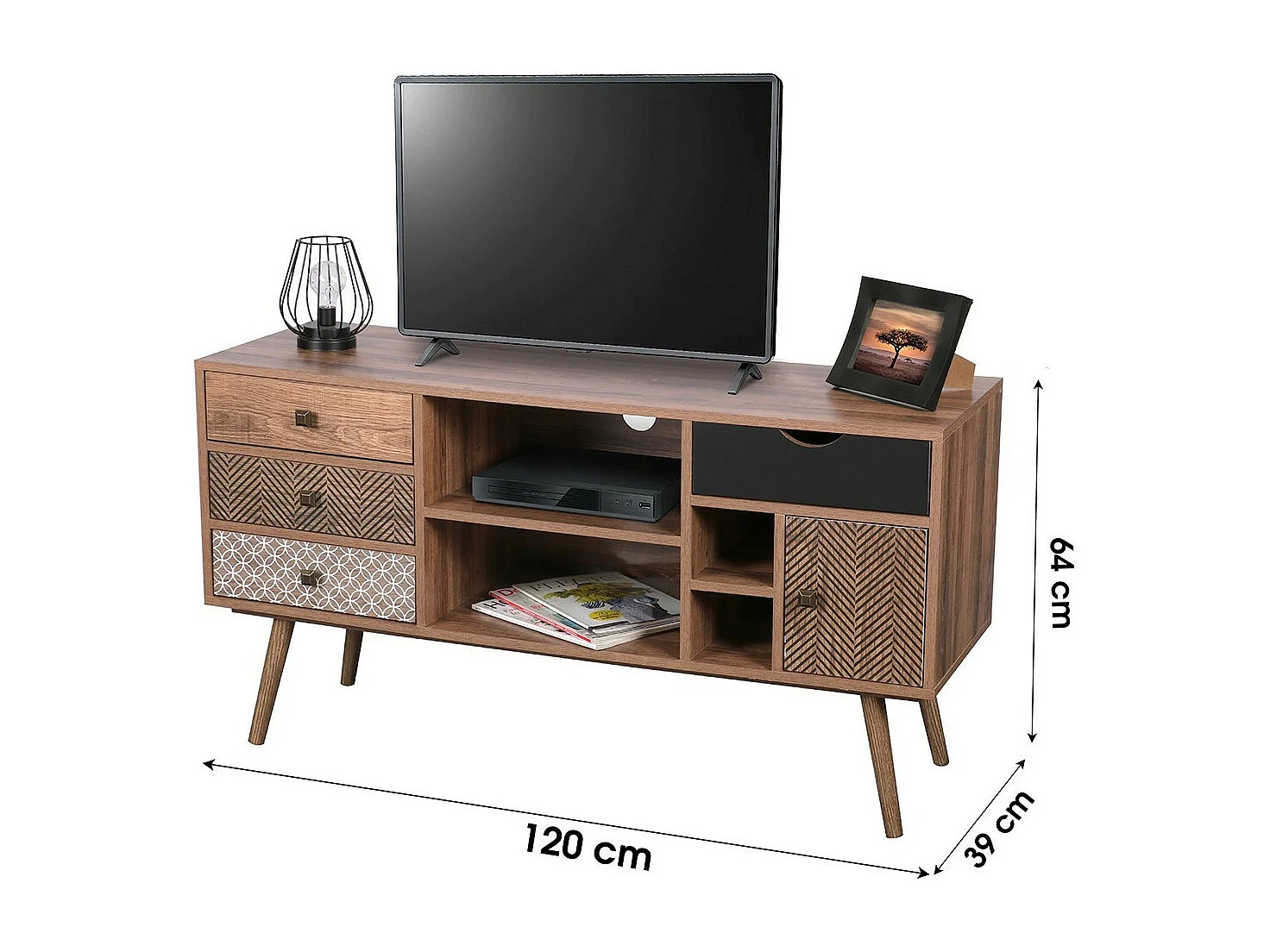 TV-meubel collectie ALTA in eikenkleur met 4 lades - Scandinavisch design en praktische opbergruimte