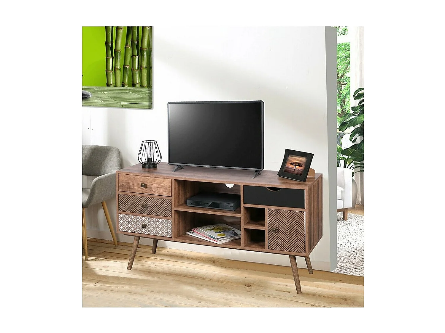 TV-meubel collectie ALTA in eikenkleur met 4 lades - Scandinavisch design en praktische opbergruimte