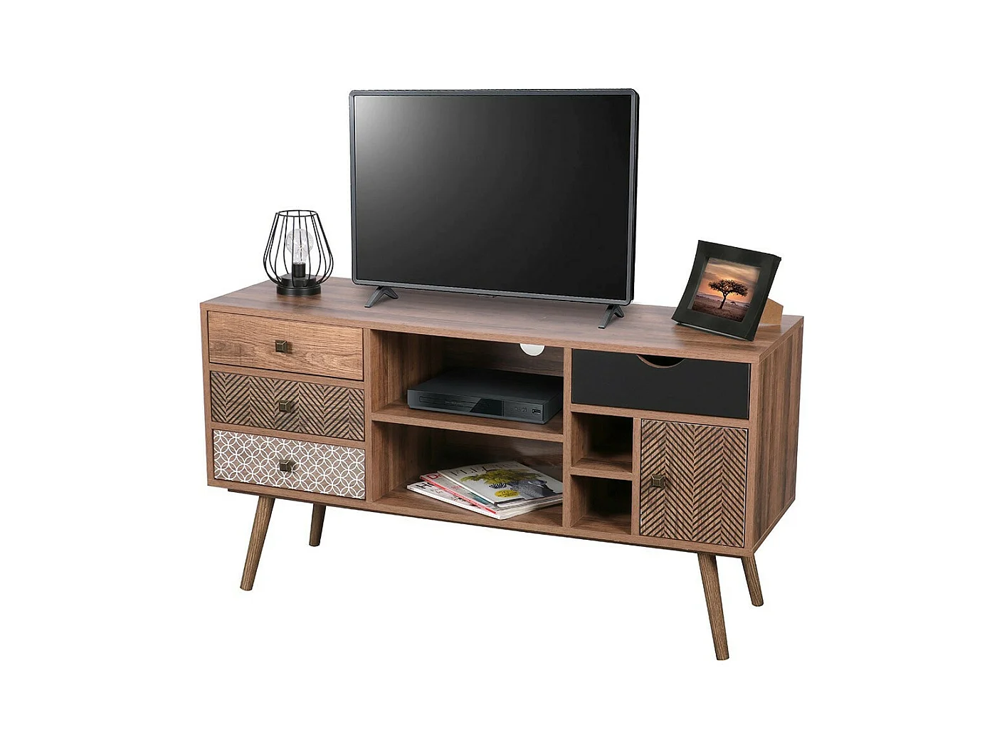 Meuble TV collection  ALTA coloris chêne avec 4 tiroirs – Design scandinave et rangements pratiques