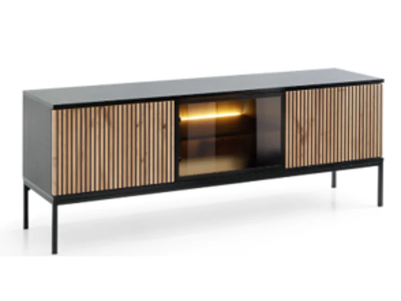 Meuble Tv ODENSE 154 cm chêne et noir