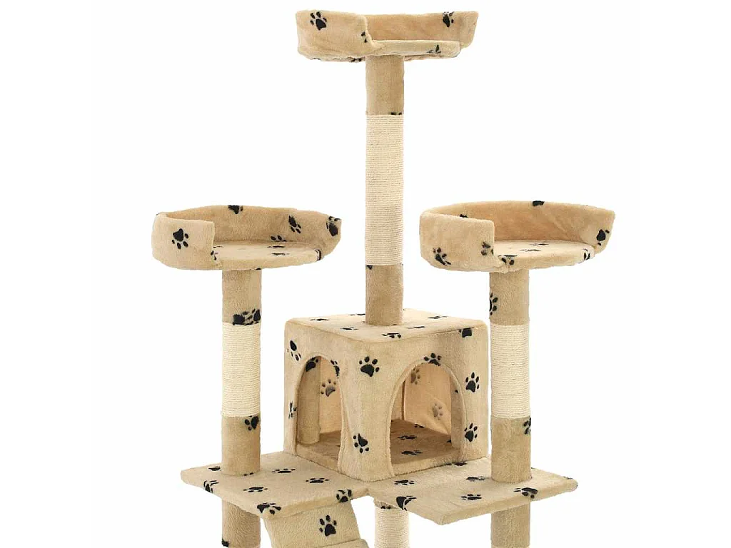 Kattenkrabpaal met sisal krabpalen 170 cm pootafdrukken beige