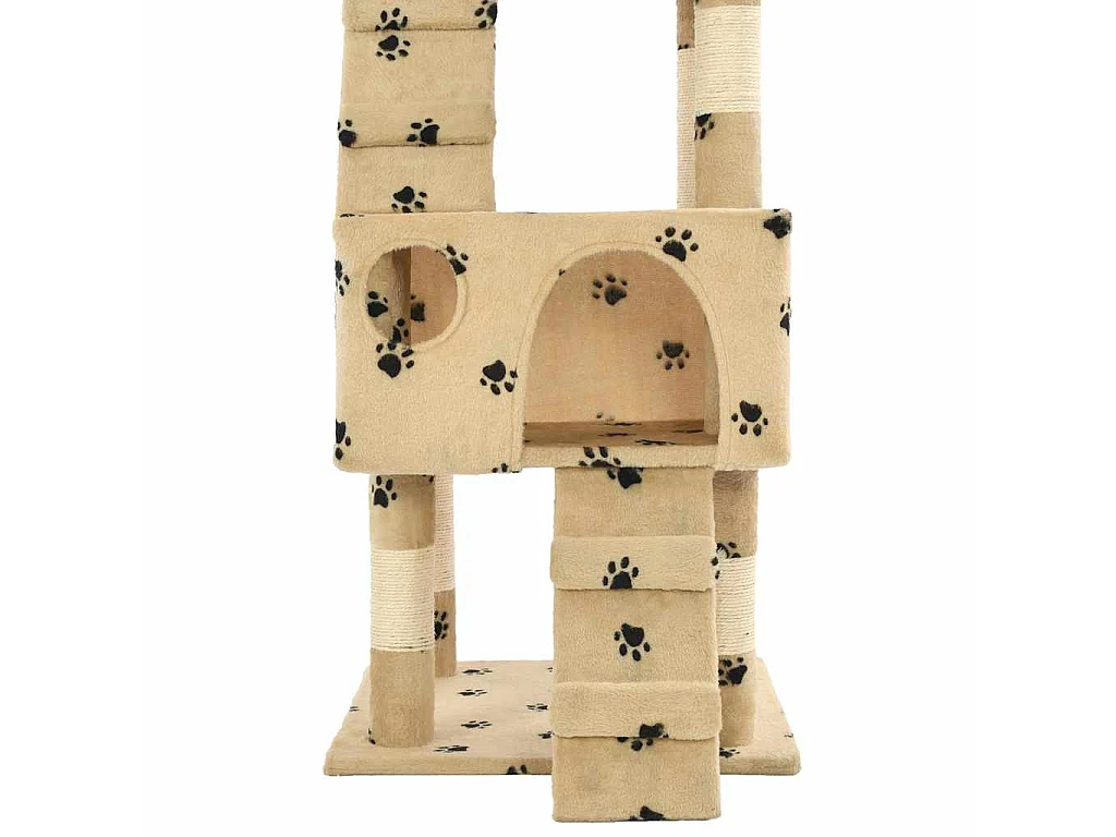 Kattenkrabpaal met sisal krabpalen 170 cm pootafdrukken beige