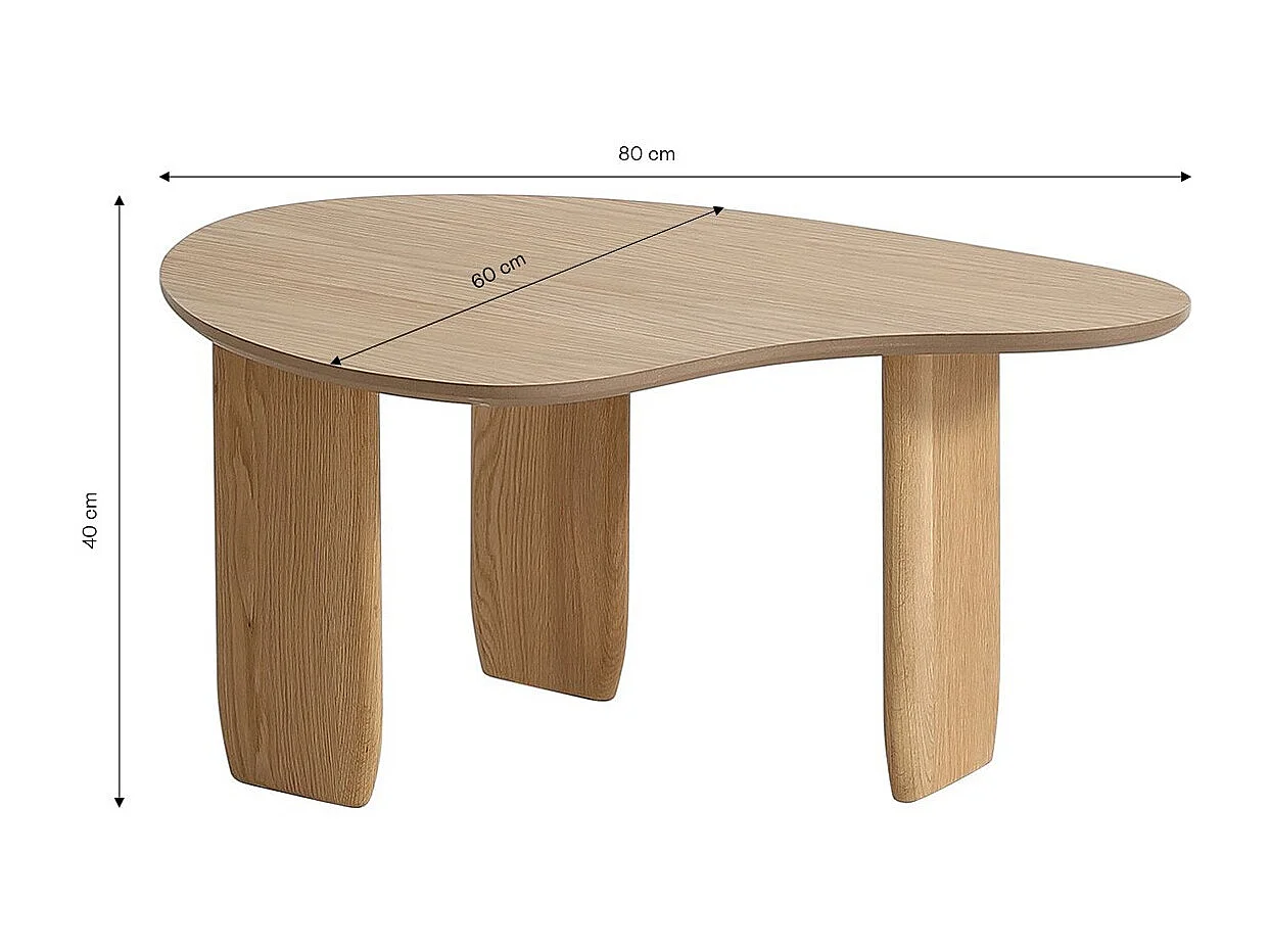 Lot de 2 tables basses organiques en bois, placage chêne - Aria