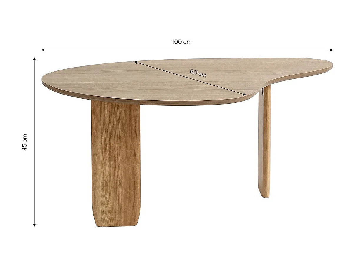 Lot de 2 tables basses organiques en bois, placage chêne - Aria