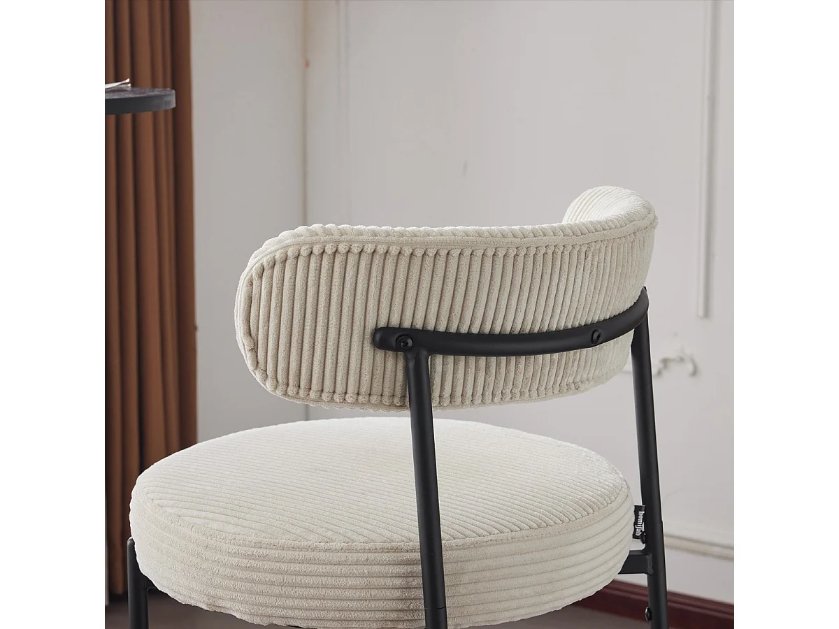 Lot de 2 tabourets de bar en velours côtelé beige - Evora