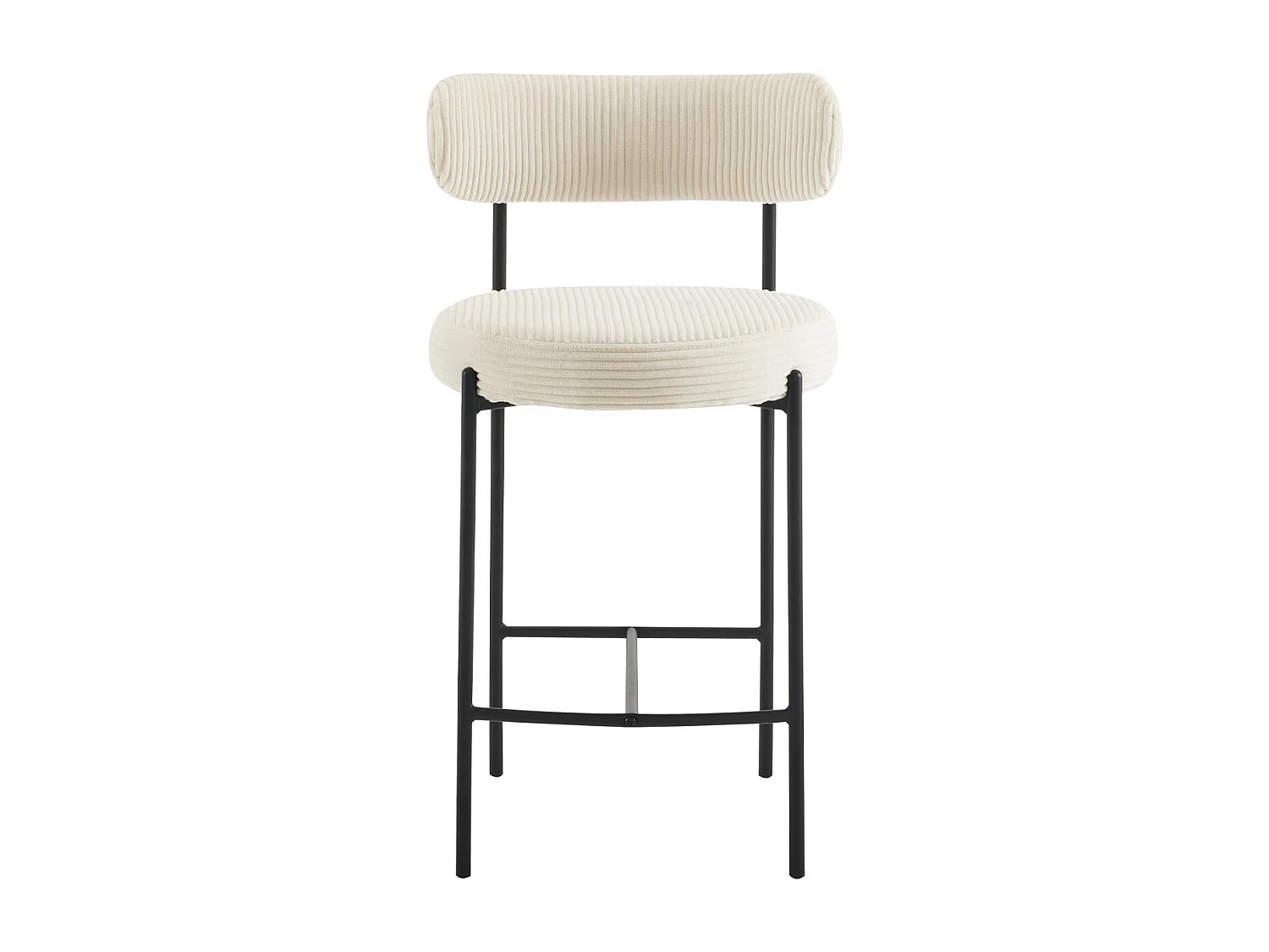 Lot de 2 tabourets de bar en velours côtelé beige - Evora