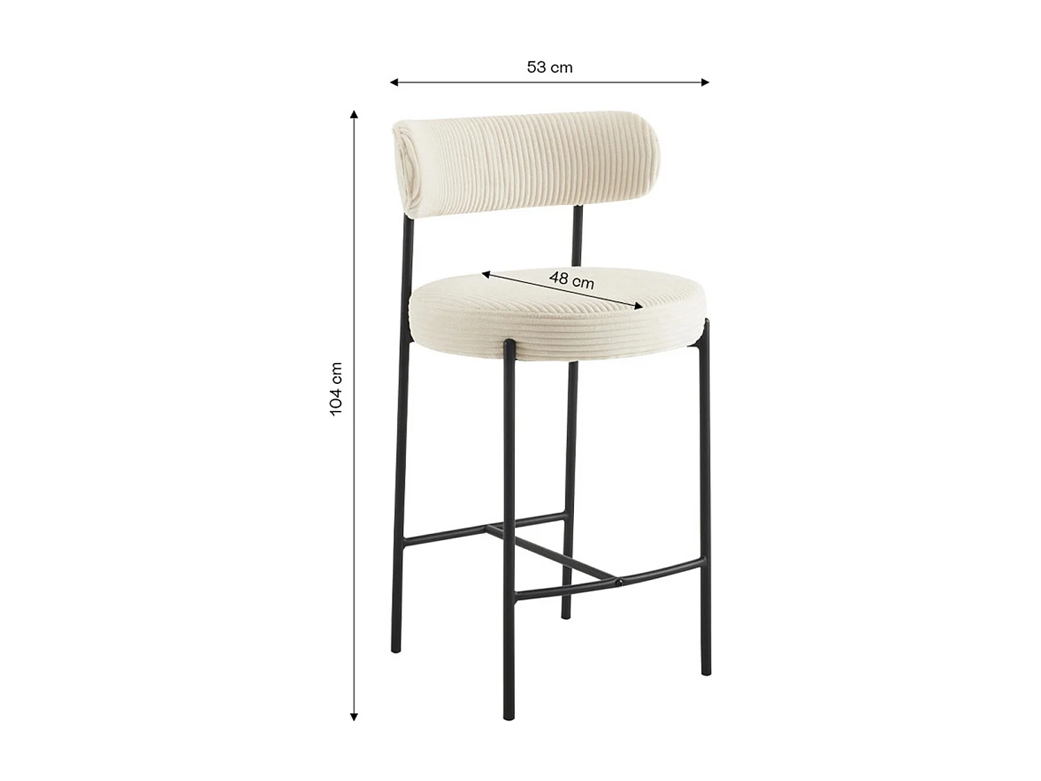 Lot de 2 tabourets de bar en velours côtelé beige - Evora