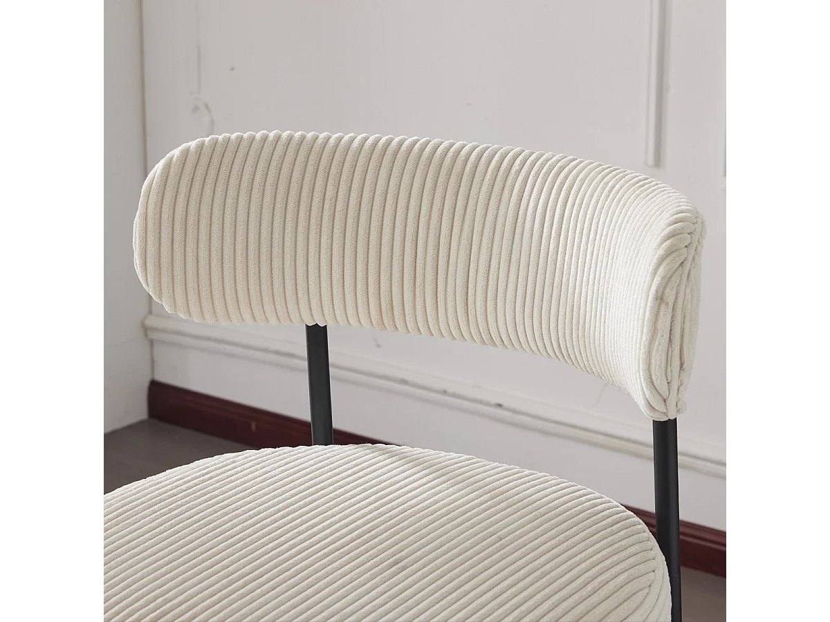 Lot de 2 tabourets de bar en velours côtelé beige - Evora