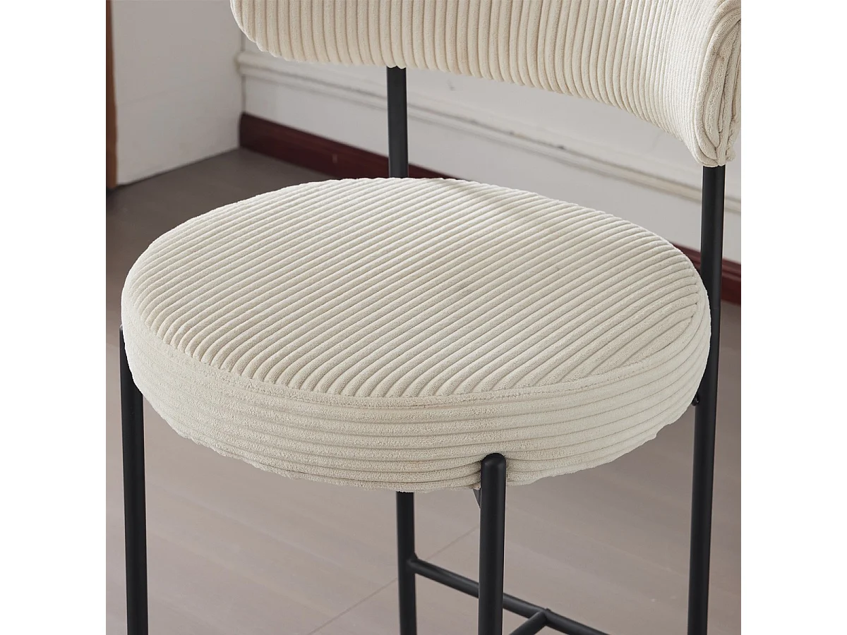 Lot de 2 tabourets de bar en velours côtelé beige - Evora