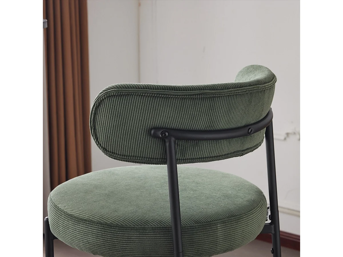 Lot de 2 tabourets de bar en velours côtelé vert - Evora